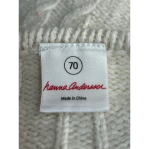 Hanna Andersson Sweater Dress Girls SZ 70 6-12 Mos Cable Knit Floral Embroidery - Picture 5 of 9